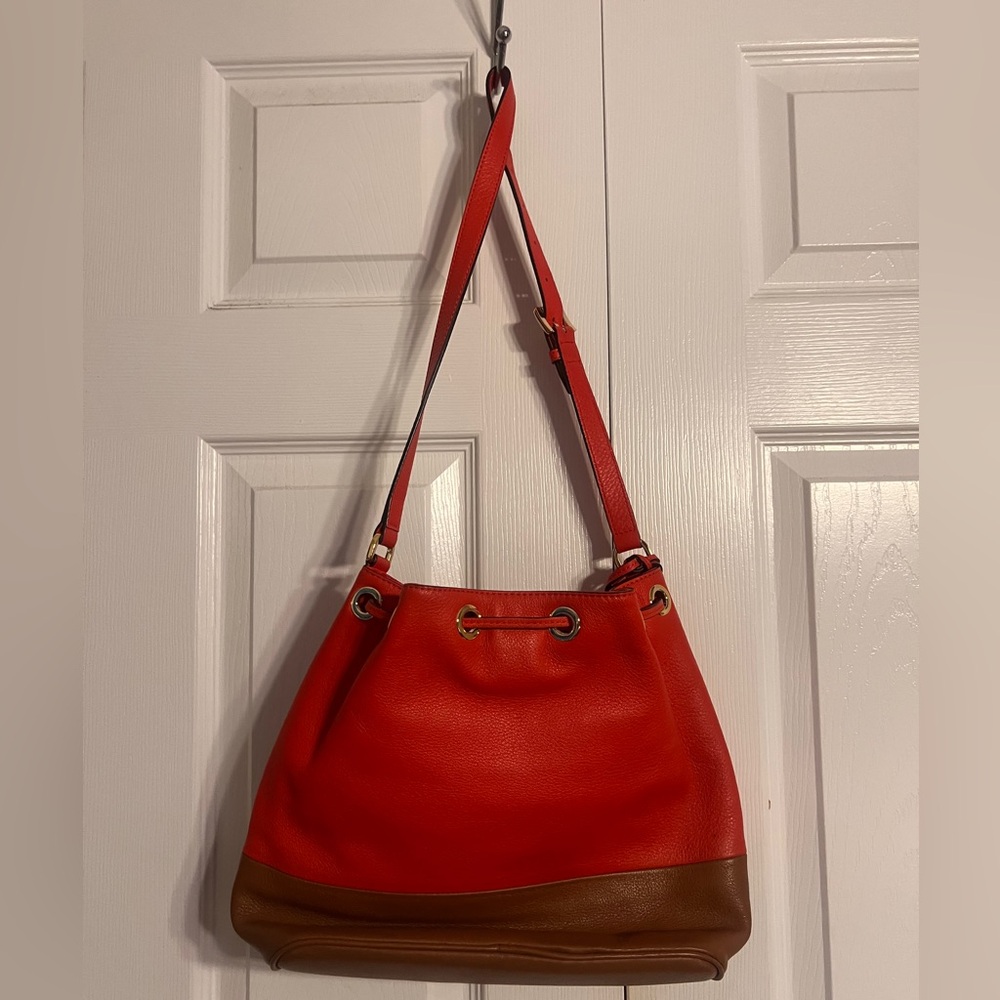 Michael Kors Red and Brown Leather Shoulder Bag